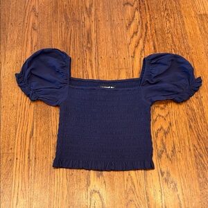 Katie J NYC Junior Marlee Puff Sleeve Top Evening Blue Girls Small (8)